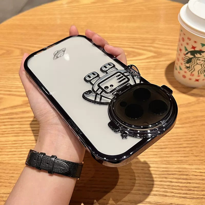 Phone Case Flip Astronaut Invisible Bracket