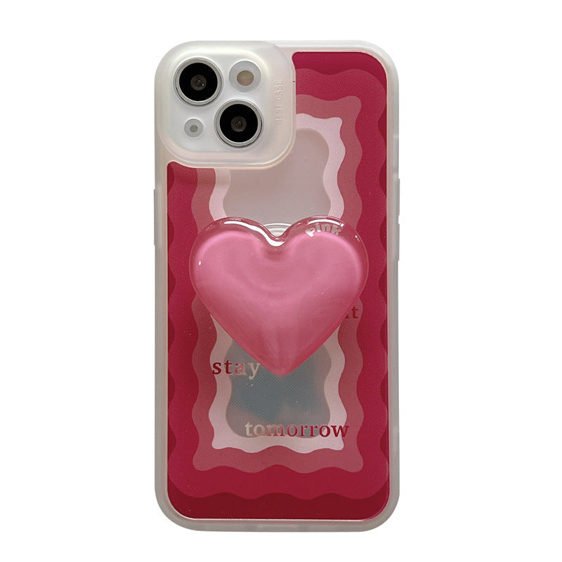 Women's Laser Wave Pattern Love Bracket Phone Case