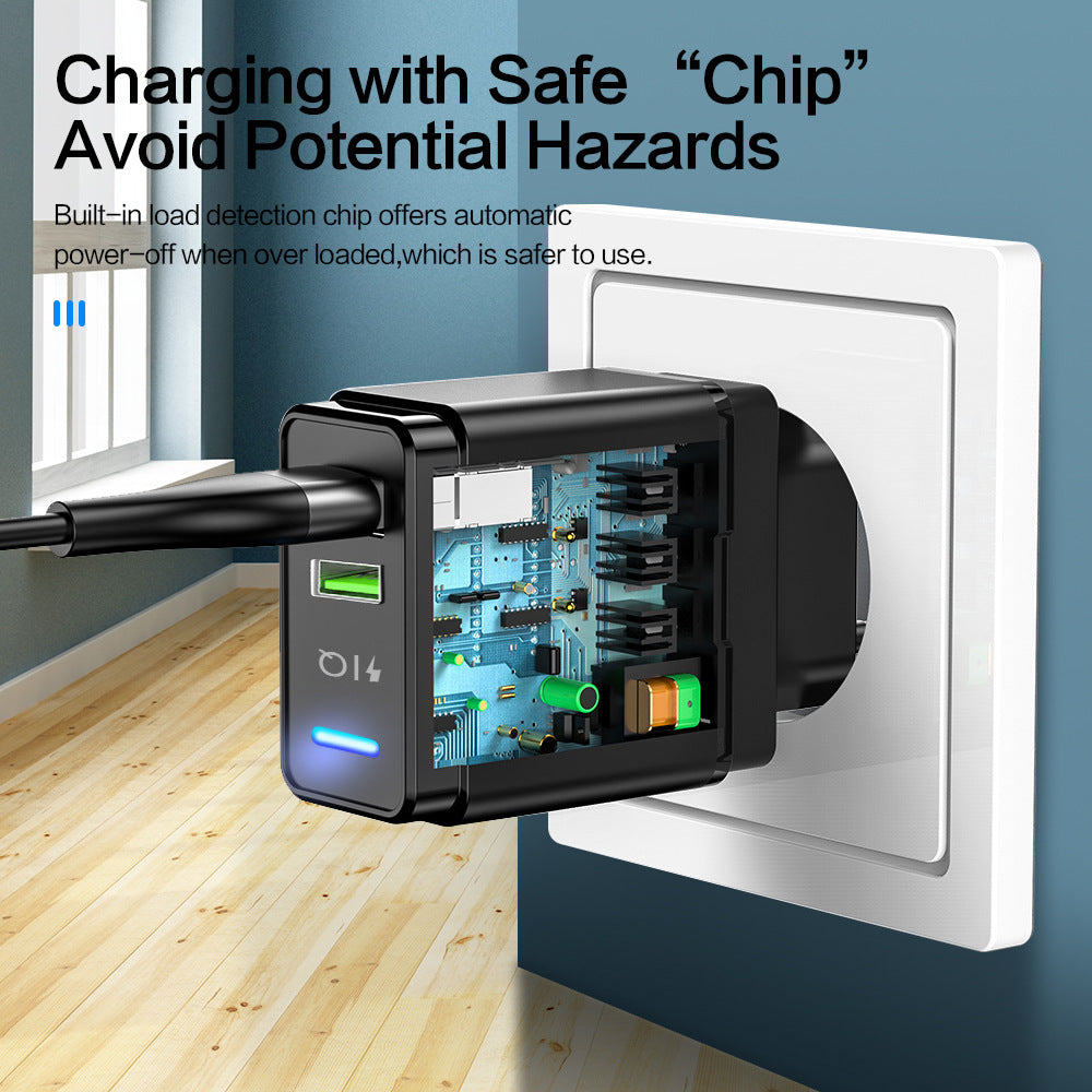 Dual USB European Standard American Standard 24A Dual Port With Light Guide Smart Charging Adapter