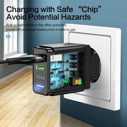 Dual USB European Standard American Standard 24A Dual Port With Light Guide Smart Charging Adapter