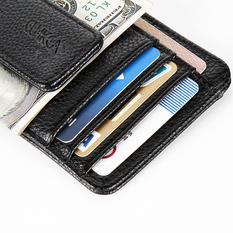 Cross Border New Arrival Fashion Men's Wallet Wallet Magnetic Snap Card Holder Korean Style American Gold Clip Mini Creative Card Holder
