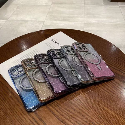 Rhinestone Glitter Magnetic Phone Case All-inclusive Drop-resistant Protective Cover
