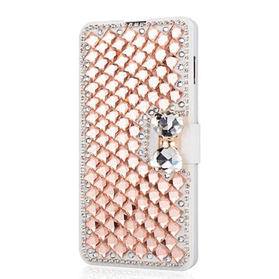 Bow Knot Rhinestone Mobile Phone Leather Case Card Wallet