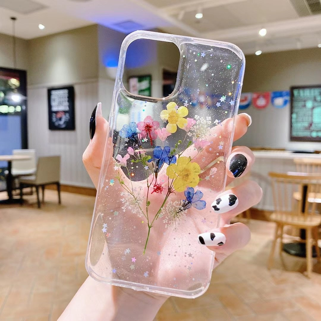 Epoxy Glitter Small Floral Phone Case