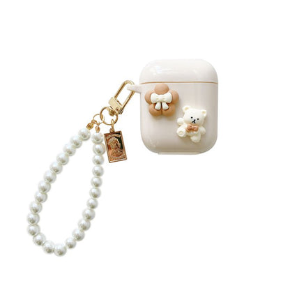 Lovely Little Bear Talk Pearl Chain Silicone Protective Shell