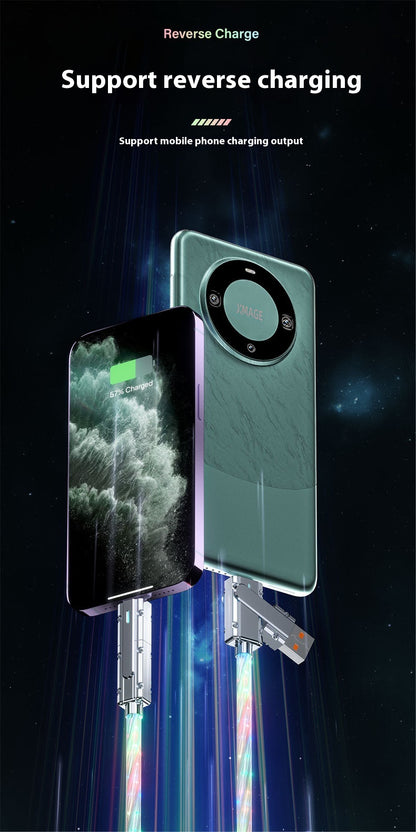 Star Sky Gorgeous Color Streamer Fast Charging Four-in-one Luminous Charging Cable