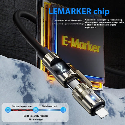 Four-in-one Bold Alloy 240W Super Fast Charge Silicone Data Cable