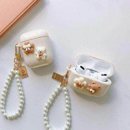 Lovely Little Bear Talk Pearl Chain Silicone Protective Shell